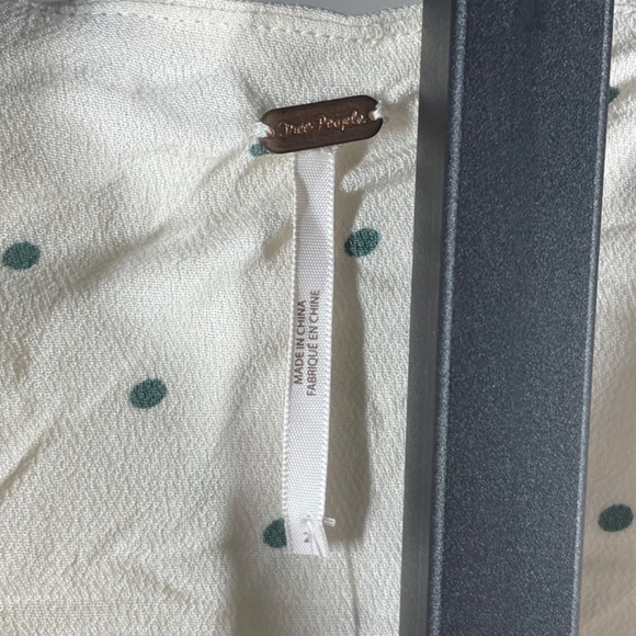 NEW Free People Dress Womens 2 off white green dot boho indie casual - Picture 4 of 11